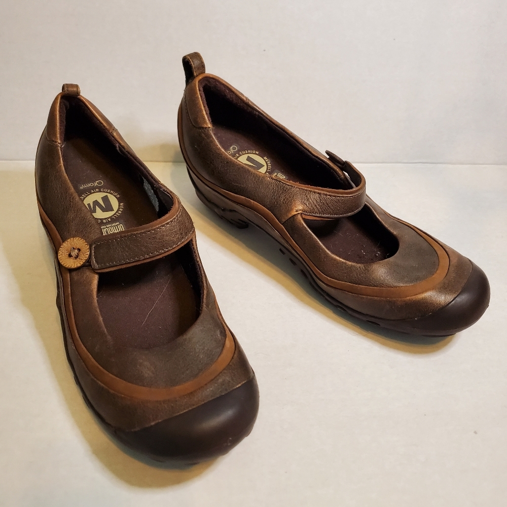 Merrell Plaza Emme Women's Mary Jane Shoes Sz 7.5 eu 38 Brown Bronze Leather.